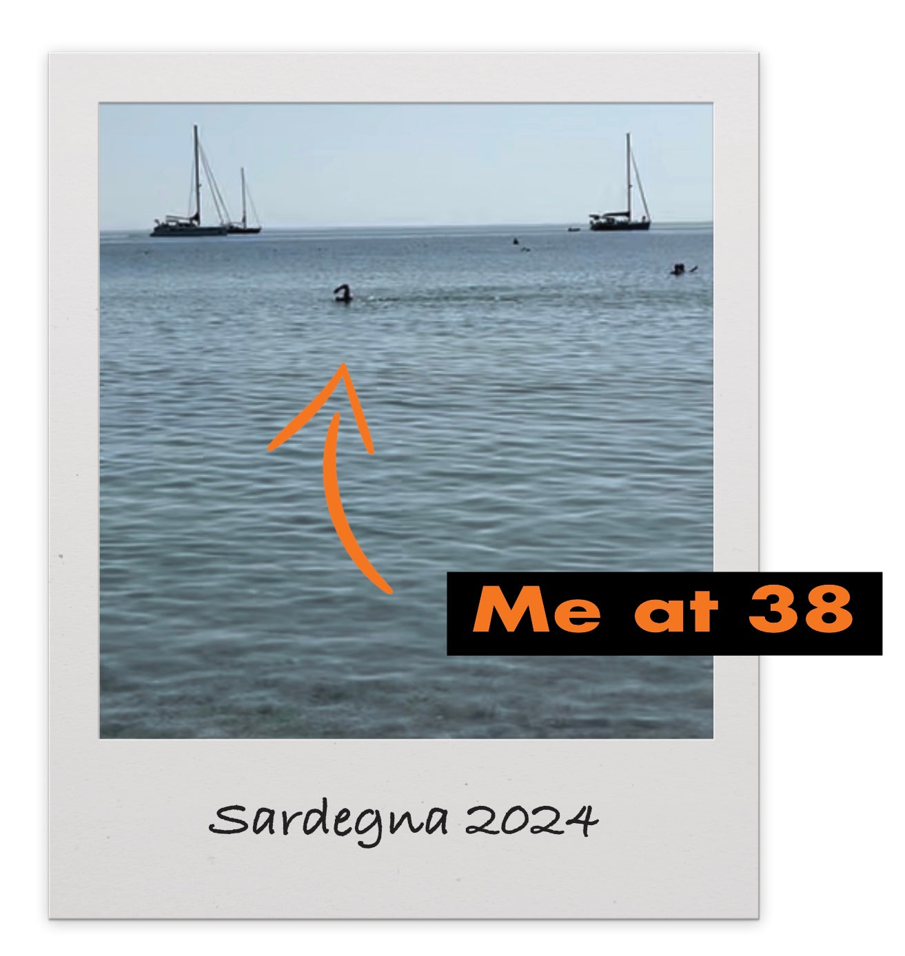 Alan Cie swimming in the Sea of Sardinia 